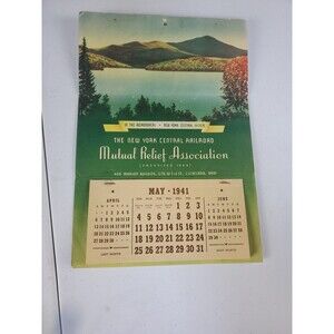 Vtg 1941 New York Central Railroad Mutual Relief ORIGINAL Calendar Rare See Pics